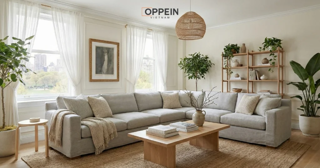 Mẫu thiết kế phòng khách chung cư phong cách Scandinavian