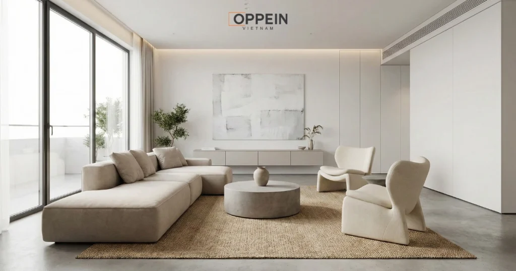 Mẫu thiết kế phòng khách chung cư đẹp diện tích 45m²