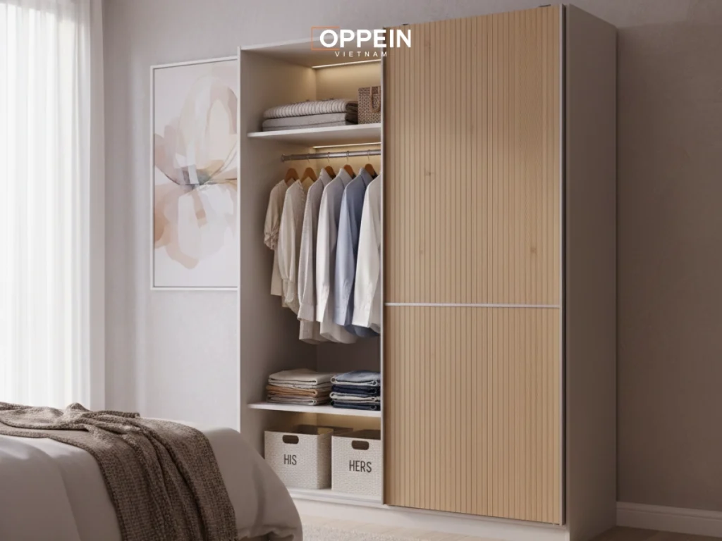 Phối màu tủ quần áo 2 cánh hợp lý sẽ giúp không gian trở nên đồng bộ, dễ chịu và thẩm mỹ hơn