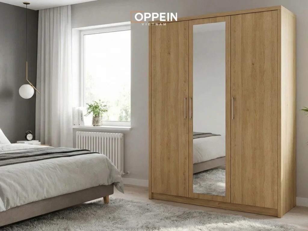 Mẫu tủ quần áo 3 cánh gỗ công nghiệp