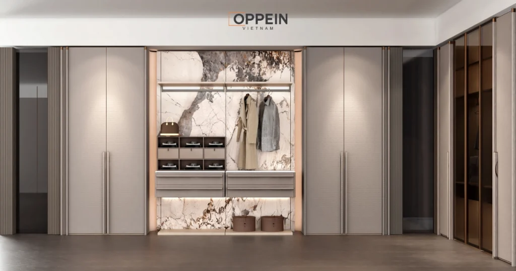 Mẫu tủ quần áo gỗ tự nhiên 4 cánh 