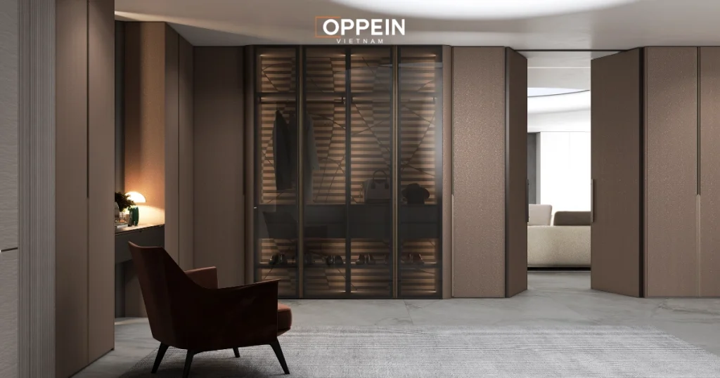 Mẫu tủ quần áo 4 cánh kết hợp kính