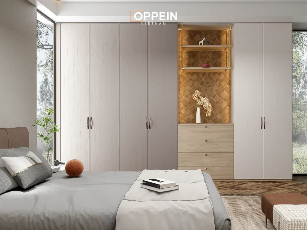 Tủ quần áo 6 cánh làm từ gỗ công nghiệp