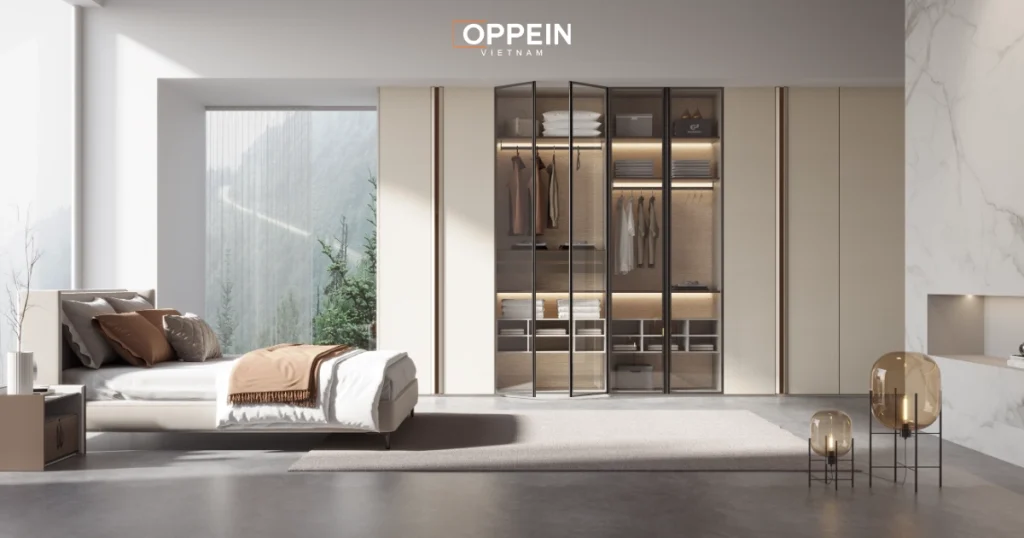 Mẫu tủ quần áo gỗ tự nhiên 6 cánh