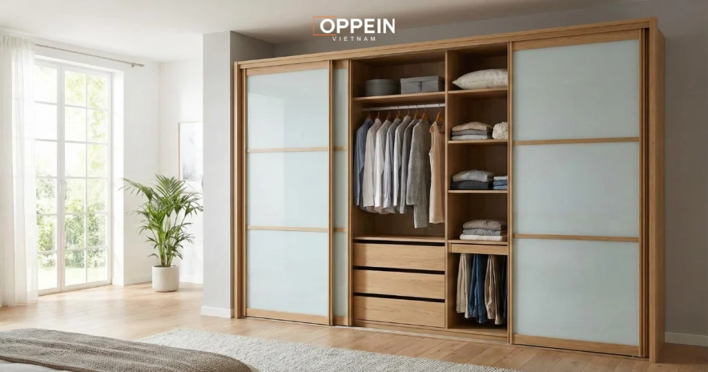 Cấu trúc và các bộ phận chính của tủ quần áo cửa kéo