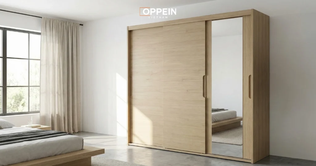 Tủ quần áo gỗ công nghiệp cửa lùa