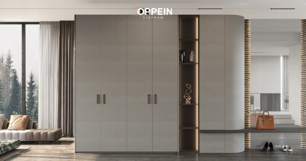 Mẫu tủ quần áo gỗ tự nhiên 4 cánh