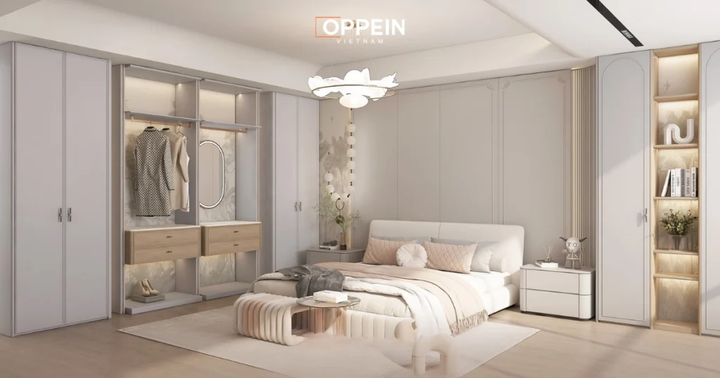 Mẫu tủ quần áo gỗ tự nhiên phong cách hiện đại