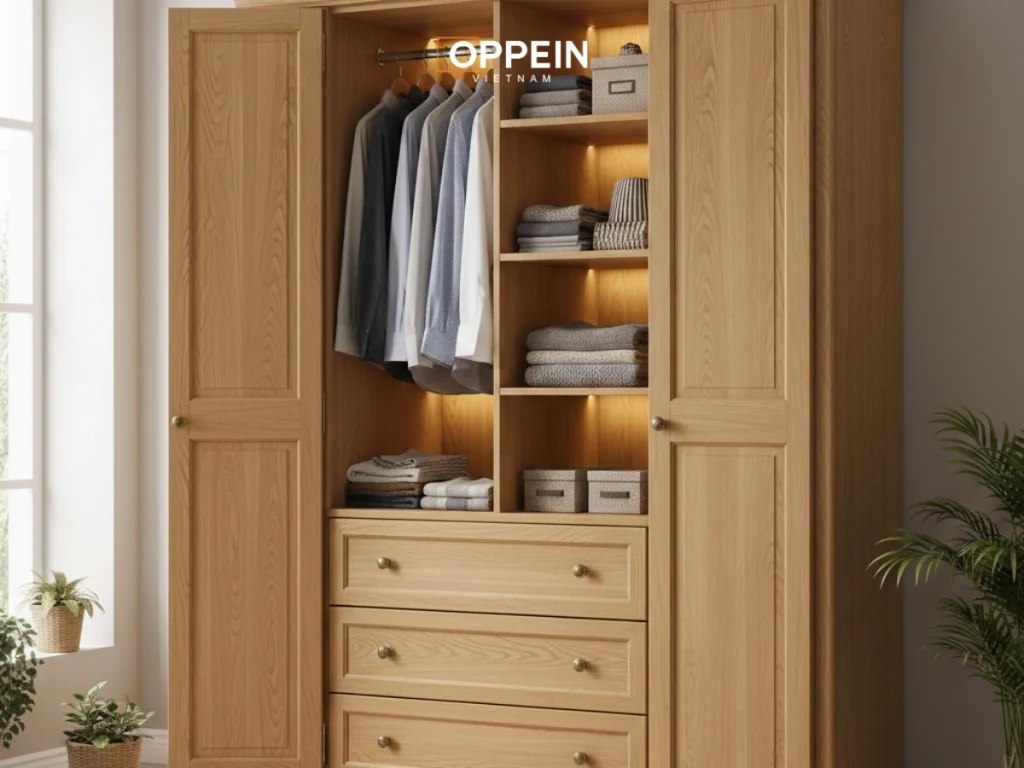 Tủ quần áo gỗ sồi