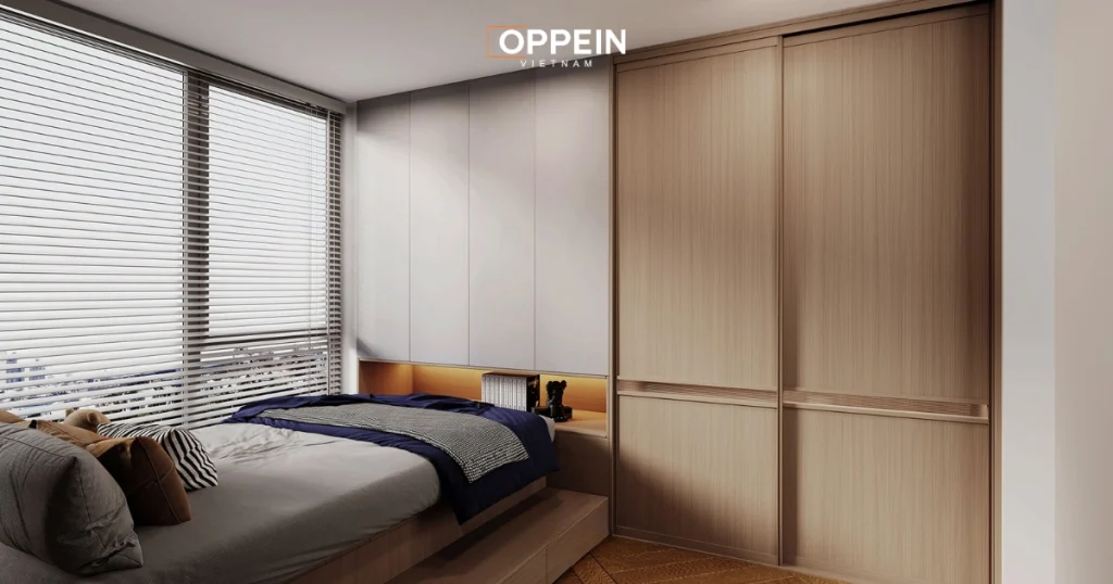 Mẫu tủ quần áo gỗ tự nhiên 2 cánh