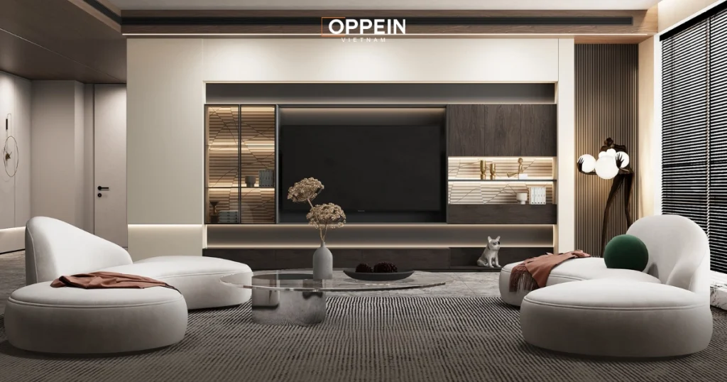 Sử dụng nội thất gỗ cao cấp để decor phòng khách