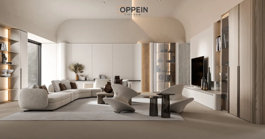 Kết hợp bộ sofa để làm điểm nhấn cho phòng khách