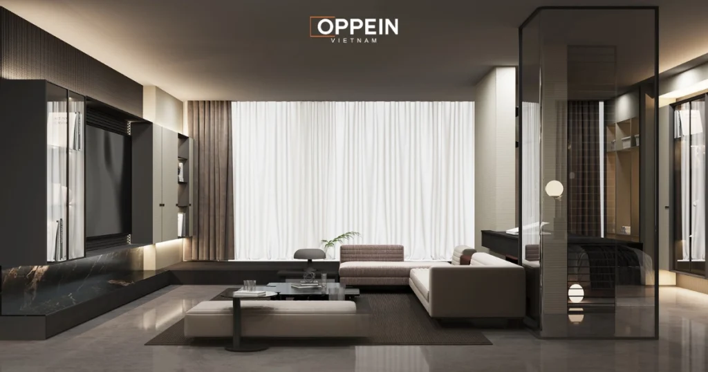 Decor phòng khách với rèm cửa