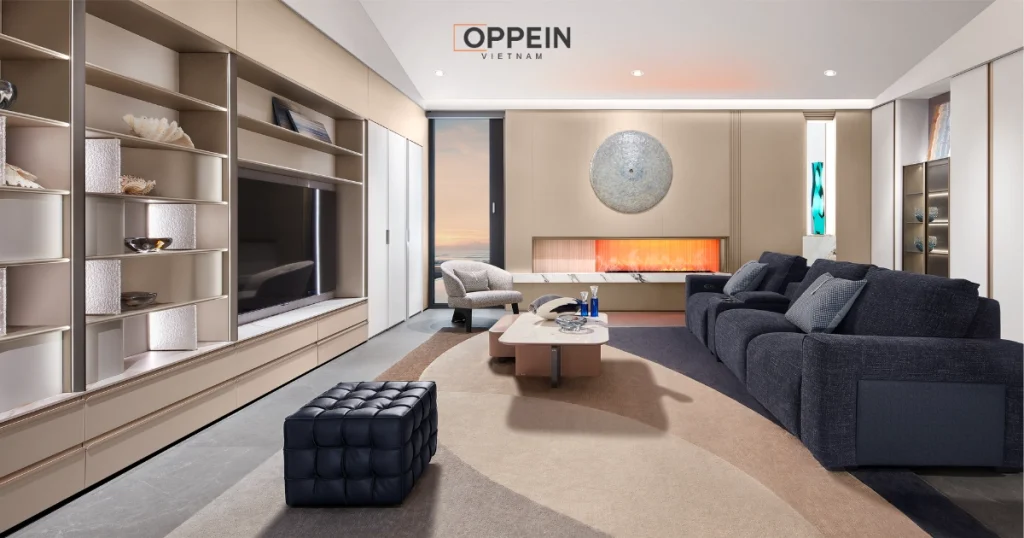 Sử dụng thảm trải sàn để decor phòng khách đơn giản