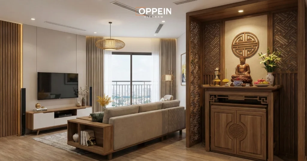 Mẫu trang trí phòng khách đơn giản dành cho nhà ống