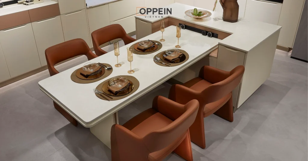 Đảo bếp kết hợp bàn ăn