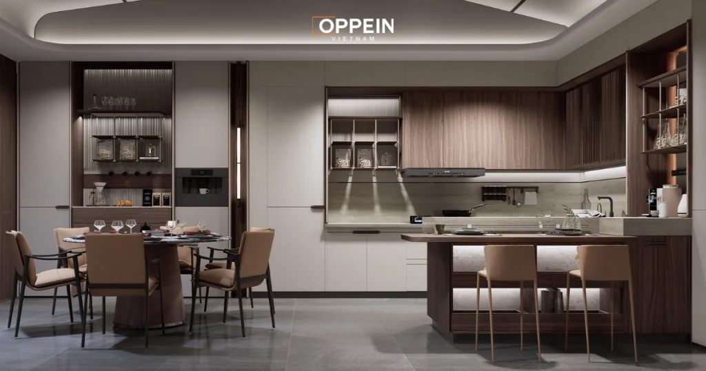 Vật liệu là yếu tố ảnh hưởng trực tiếp đến độ bền, khả năng sử dụng và vẻ đẹp của đảo bếp