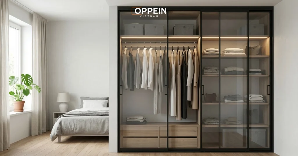 50+ Mẫu tủ quần áo nhôm kính đẹp, hiện đại nhất 2026