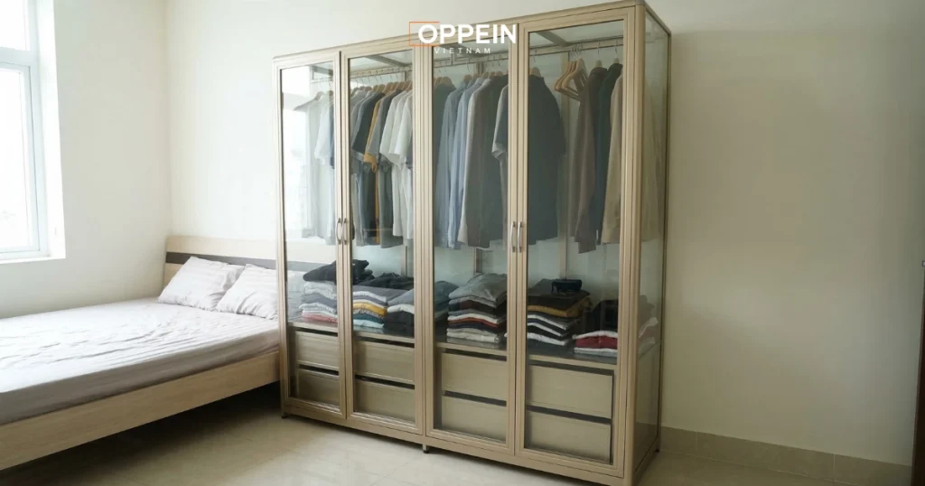 Tủ quần áo nhôm kính dạng đứng
