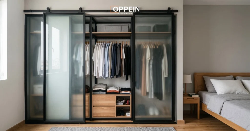 Phân loại tủ quần áo nhôm kính dựa trên kiểu mở cửa