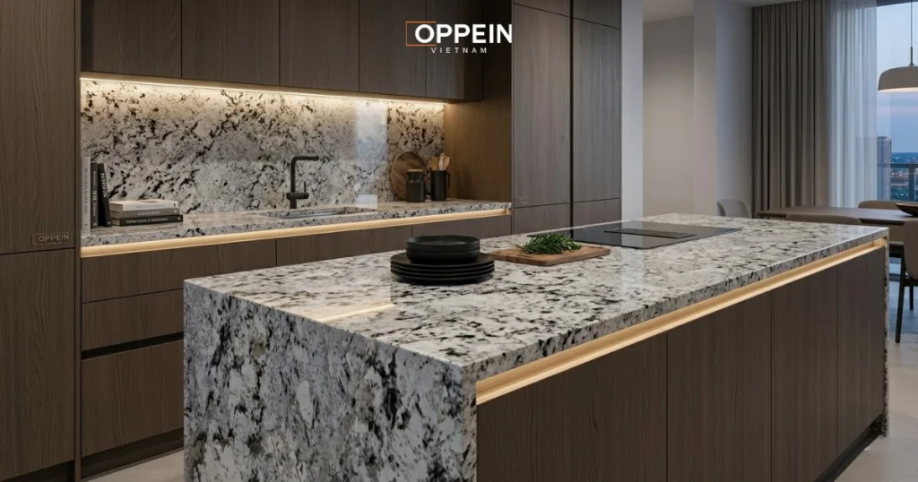 Đá granite có màu sắc tự nhiên đa dạng, phù hợp với nhiều phong cách nội thất khác nhau
