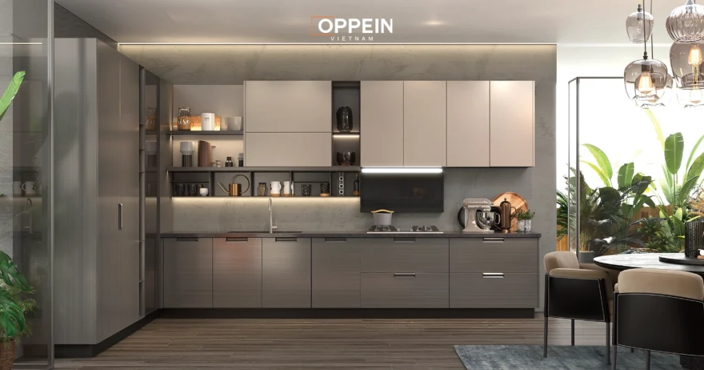 Không gian bếp mở gần gũi với thiên nhiên