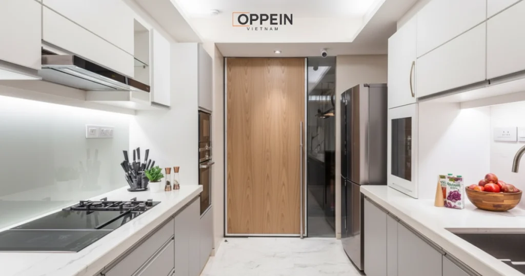 Tủ bếp bố trí song song