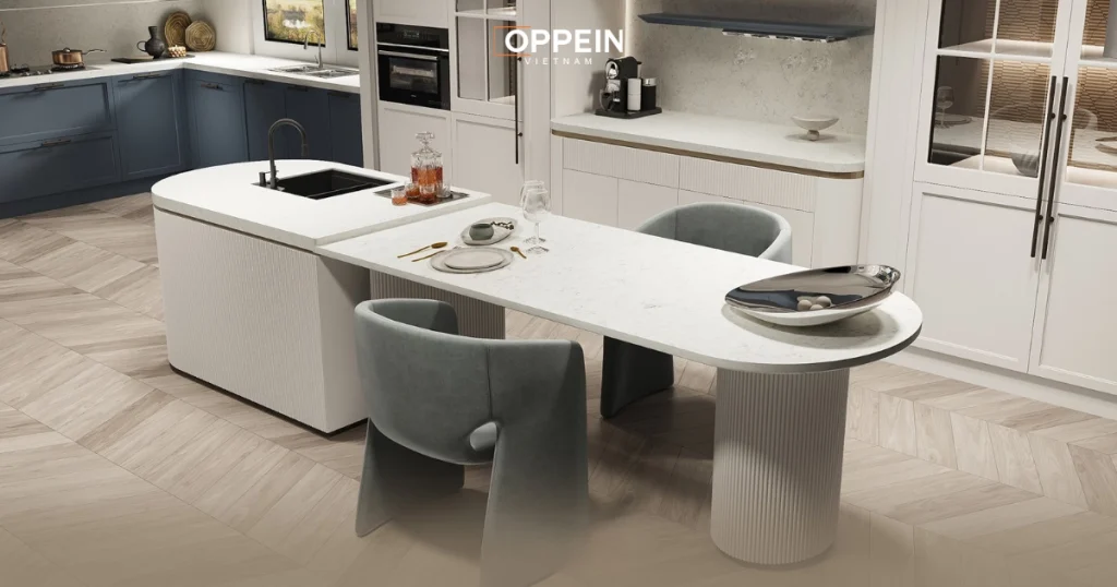 Thiết kế bếp tích hợp đảo bếp tiện nghi