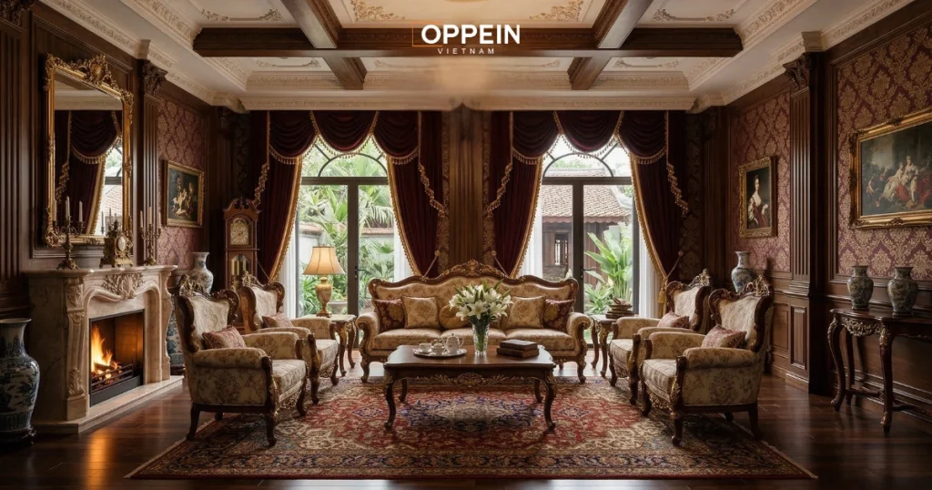 Phòng khách phong cách nội thất cổ điển