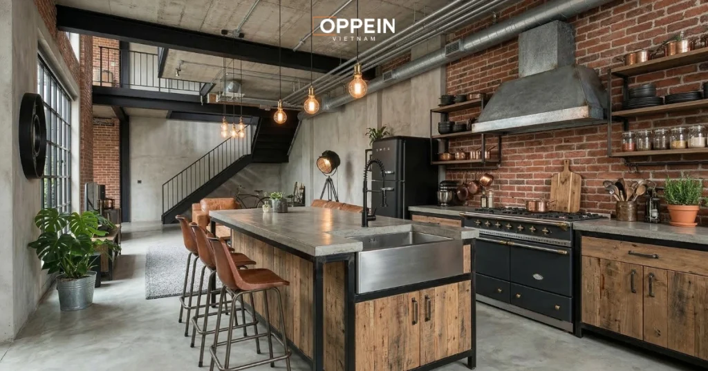 Khu vực phòng bếp phong cách Industrial