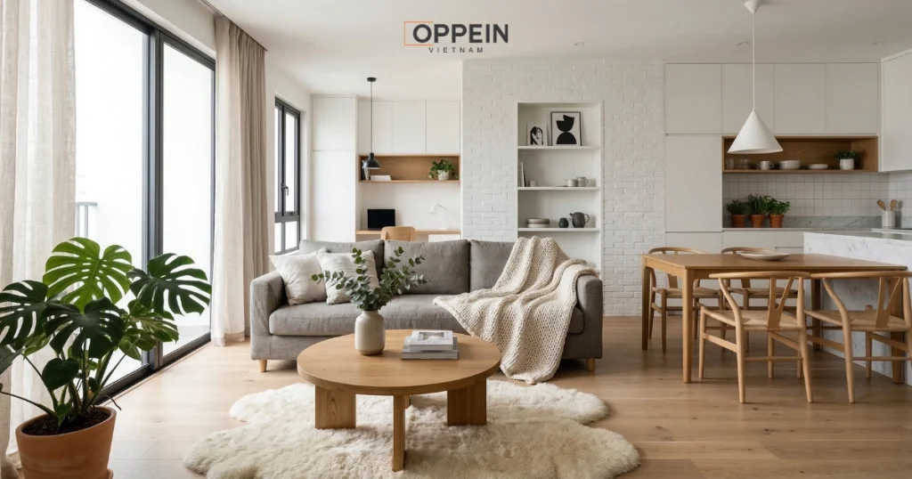 Không gian phòng khách phong cách Scandinavian