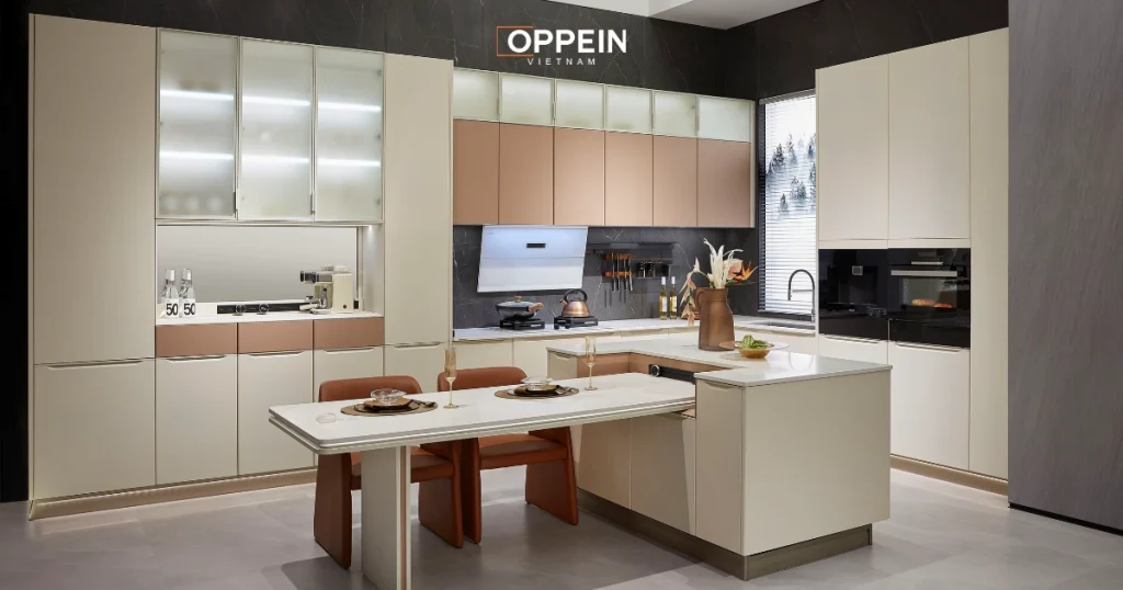 Ưu điểm nổi bật khi sử dụng tủ bếp cánh kính