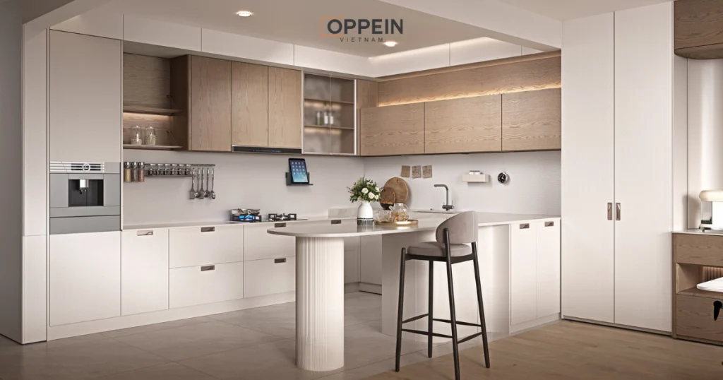 Tủ bếp inox cánh kính