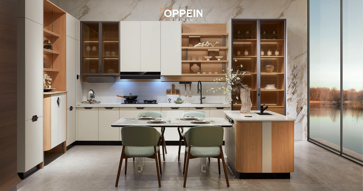 Tủ bếp cánh kính: Xu hướng thiết kế hiện đại cho không gian bếp