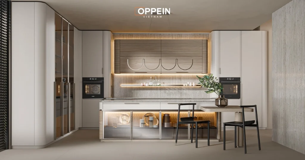 Oppein - Đơn vị thi công và thiết kế tủ bếp đa năng thông minh, hiện đại