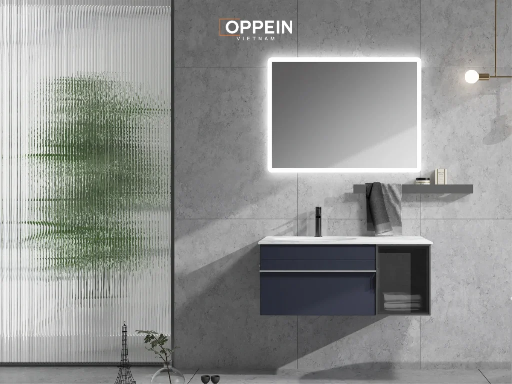 Tủ lavabo mặt đá kết hợp tủ gương