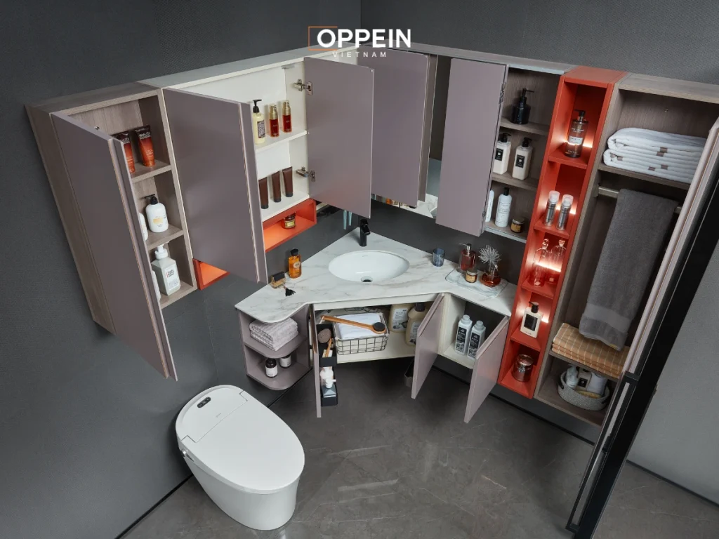 Tủ lavabo mặt đá tròn