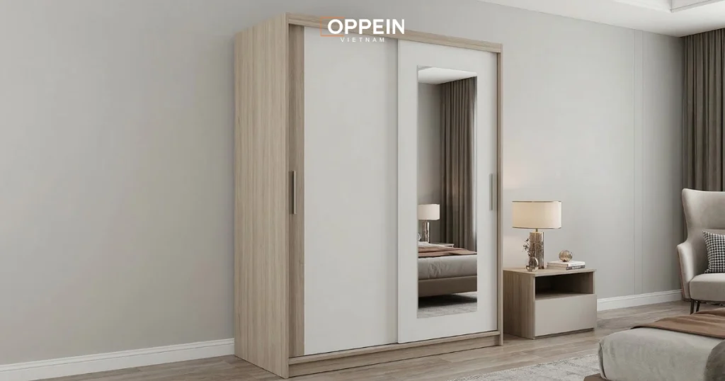 Tủ quần áo cửa lùa 1m2 phong cách hiện đại