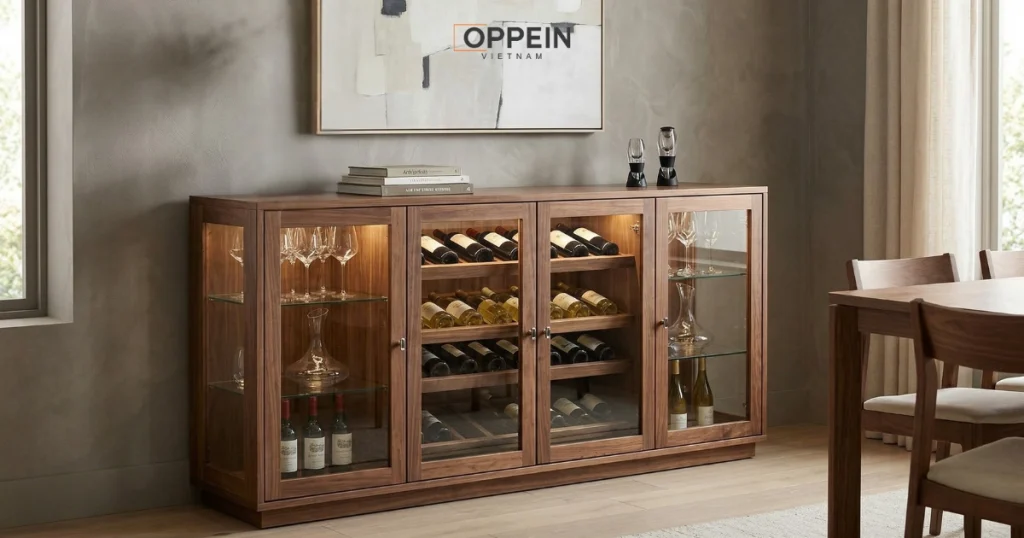Mẫu tủ rượu kiểu dáng thấp