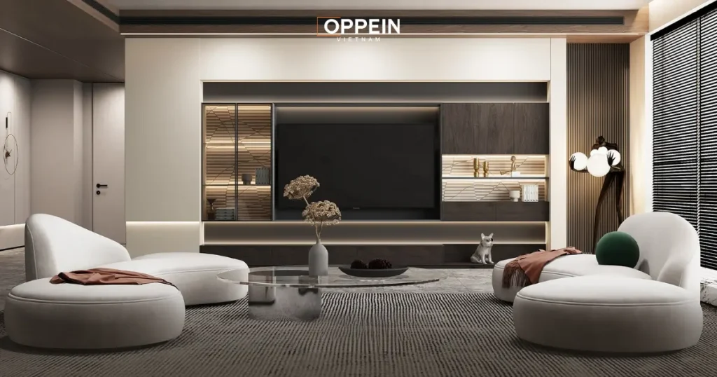 Tủ tivi phòng khách làm bằng gỗ tự nhiên