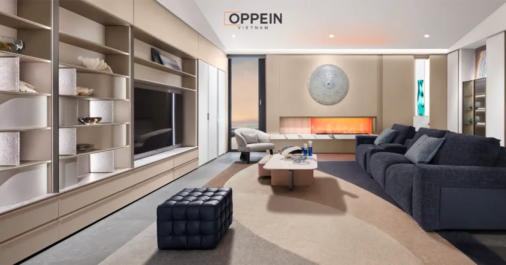 Mẫu tủ phòng khách âm tường