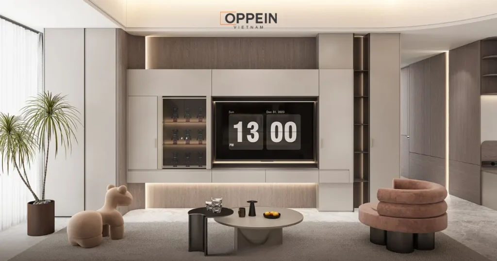 Mẫu tủ tivi gỗ mang phong cách mộc mạc, tự nhiên
