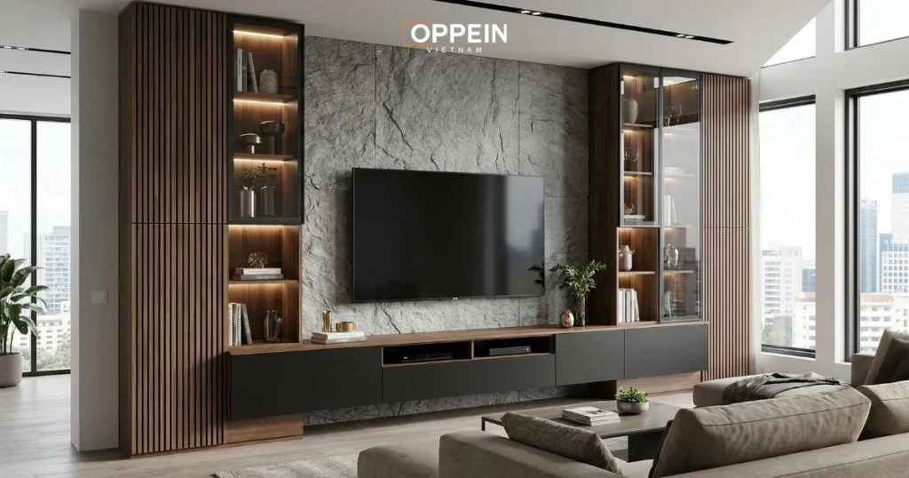 Mẫu tủ trưng bày phù hợp cho phòng khách nhỏ