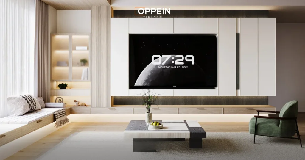 Oppein - Đơn vị sản xuất và thi công tủ phòng khách chất lượng với giá tốt
