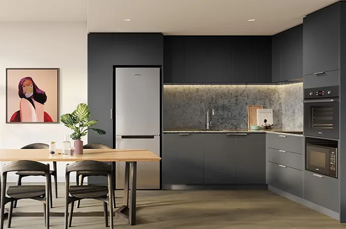 Tủ Bếp Và Tủ Nhà Tắm Hiện Đại Cho Dự Án Due North Apartments, Melbourne