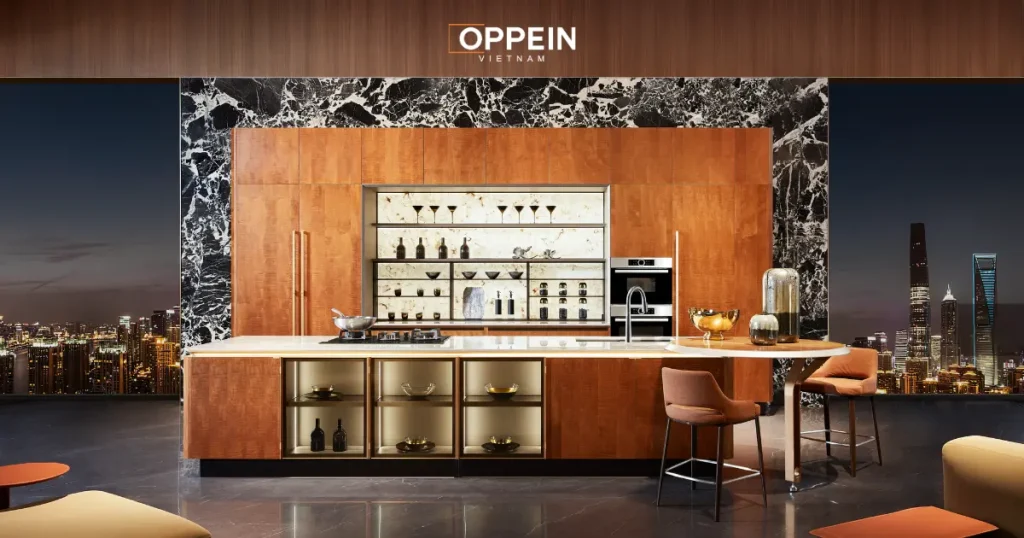 Đảo bếp tích hợp quầy bar hiện đại 